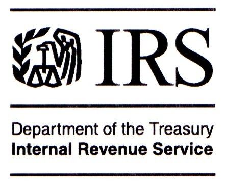 The logo for the IRS - the department of the treasury internal revenue service.